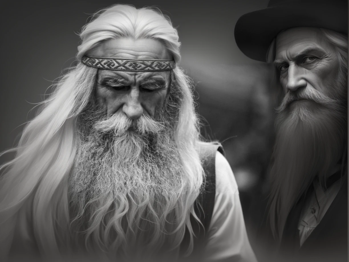 a black and white photo of a man with a long beard inspired by Lee Jeffries, pexels contest winner, renaissance, wise old man, very long white beard and hair, long white hair and white beard, long grey beard, long white beard, old gigachad with grey beard, long white hair and beard, grizzled beard, long beard