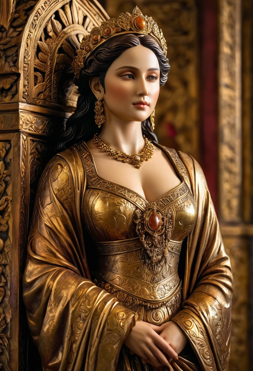((show pussy:1), (masterpiece:1.5), (Best Quality:1.1), 16K HDR, High resolution), beautiful Indonesian young woman, (Ancient Egypt national costumes with diamond crown:1.4), black long hair, gigantic cleavage breasts, Colossal tits, pure white skin, supple big breasts, (Perfect sexy plump body), hyper derailed face, Detailed eyes, Realistic skin texture, perfect make-up, red lips, red glossy, Full body shot, ((Sitting on the throne, thighs exposed)), ((Inside a magnificent palace, many bodyguards)), (Perfect sexy curvaceous body), jewelry wrapped around her arms and thighs, Barefooted, super realistic traditional egyptian dress, ((Please show me your beautiful pussy)), eyes looking at the camera, view from below, no underwear, (pubic hair:1.6), (crowded many men:1.4), facial semen
