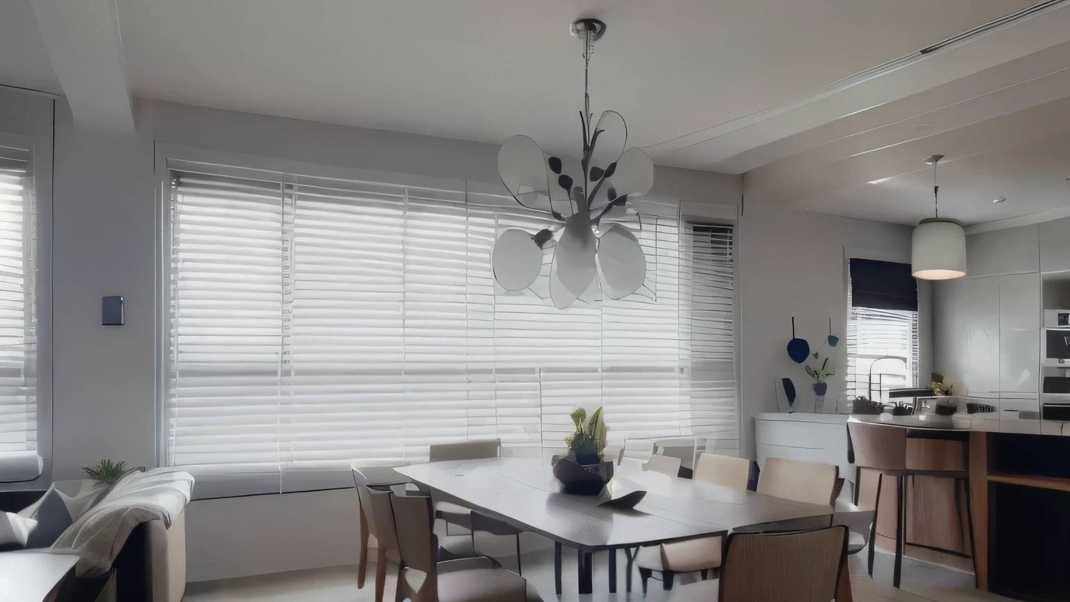 (masterpiece, best quality, illustration,8K), window blinds, gray wooden blinds, close-up, straight blinds, cinematic lighting,beautiful, (dining room), perfect lighting,
Nayuta Nordic Modern Interior Design, scenery, no humans,