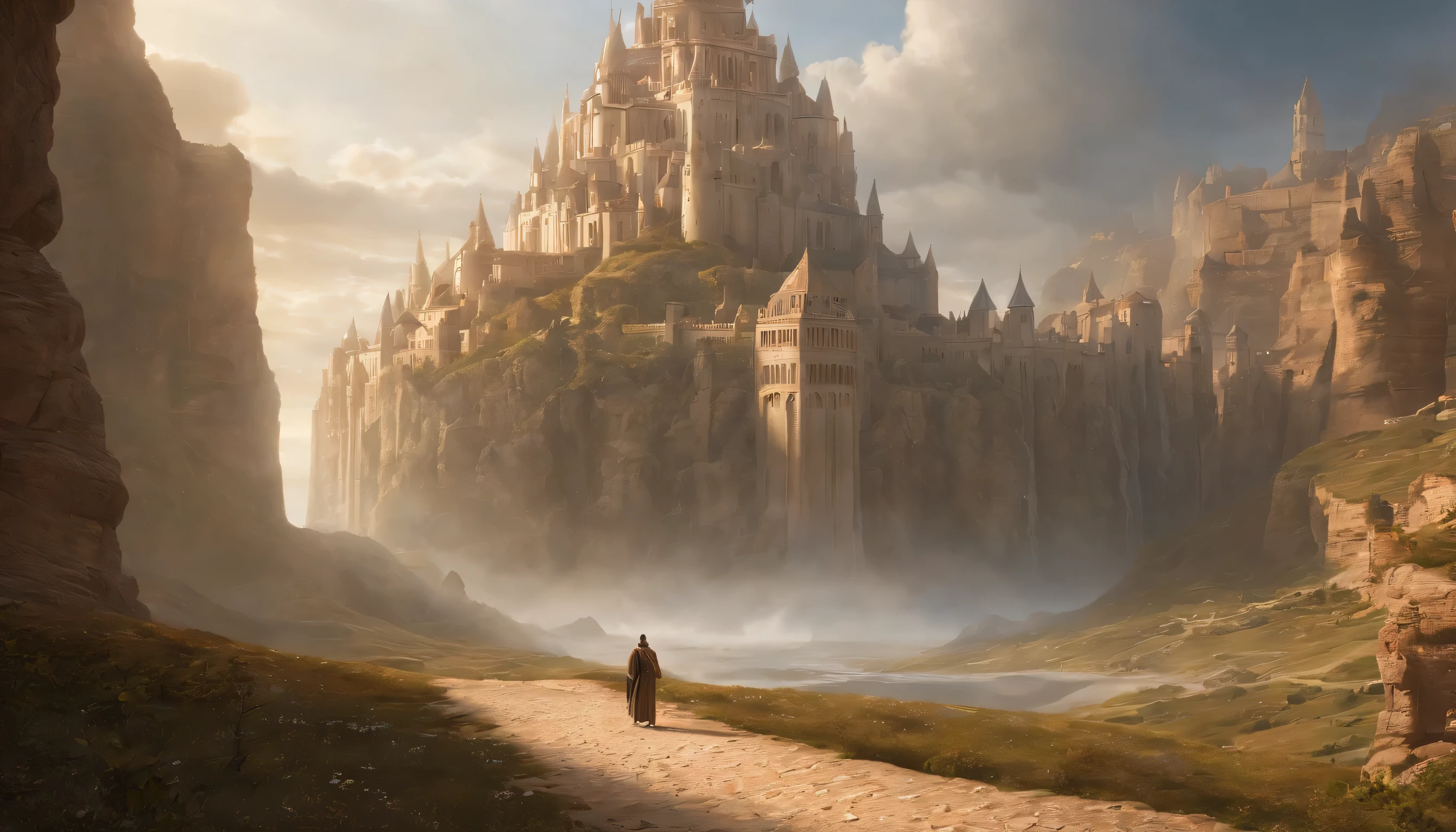 Fantasy Art, ultra wide-shot, Painting, Detailed , deviantart, contest winner, Concept art, , tim hildebrandt, Fantasy, ((((kingdom of heaven)))) , , Night time , , fantastic realism, art stations ,, Style of Adrianus Eversen ,Not aesthetic architecture, Movie Still,Greg Rutkowski, Creates a landscape reminiscent of an Inception movie, A place where reality becomes a labyrinth of changing architecture and gravity-defying landscapes. Embrace the surreal and mind-bending nature of the concept, Create a scene that challenges perception. Using intricate details and dynamic design、Immerse the viewer in a world where the laws of physics are rewritten. Depicts the sense of awe and disorientation evoked by the Inception film.Minced meat