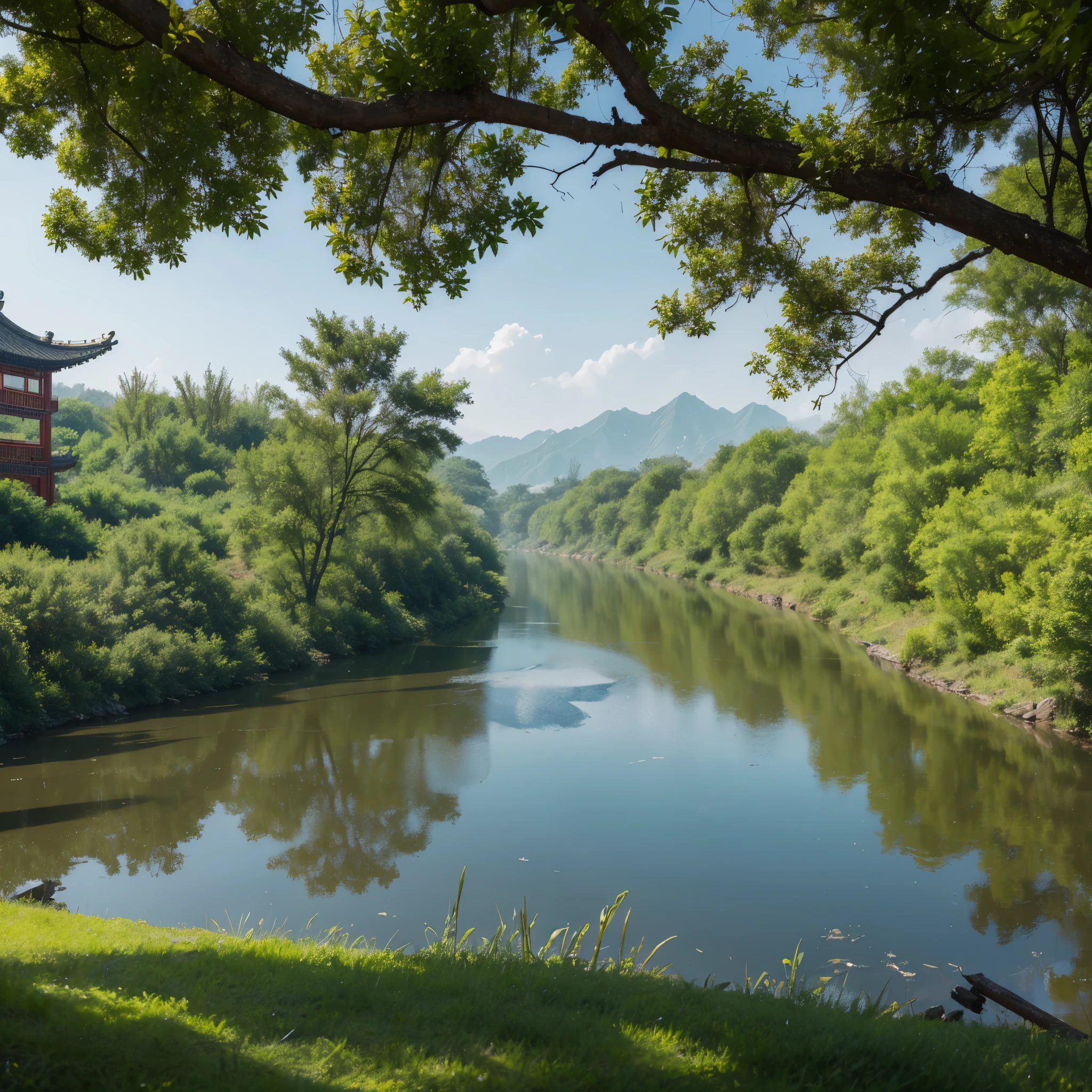 Help me create scenery,Ultra-clear Along the River During the Qingming Festival,landscape pictures,Chinese style