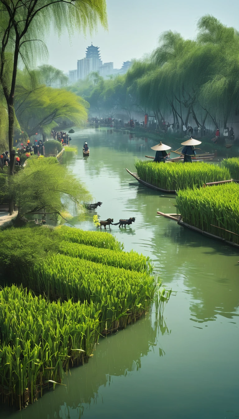 Along the River During Qingming Festival,I Ching Chinese Studies Style,There are characters,High resolution