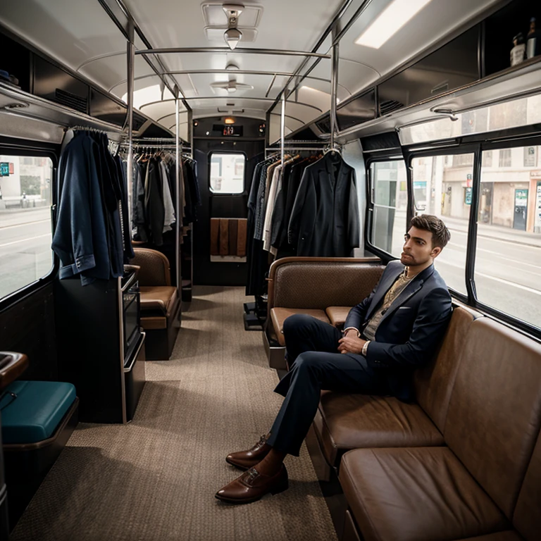 Gents fashion store inside a bus