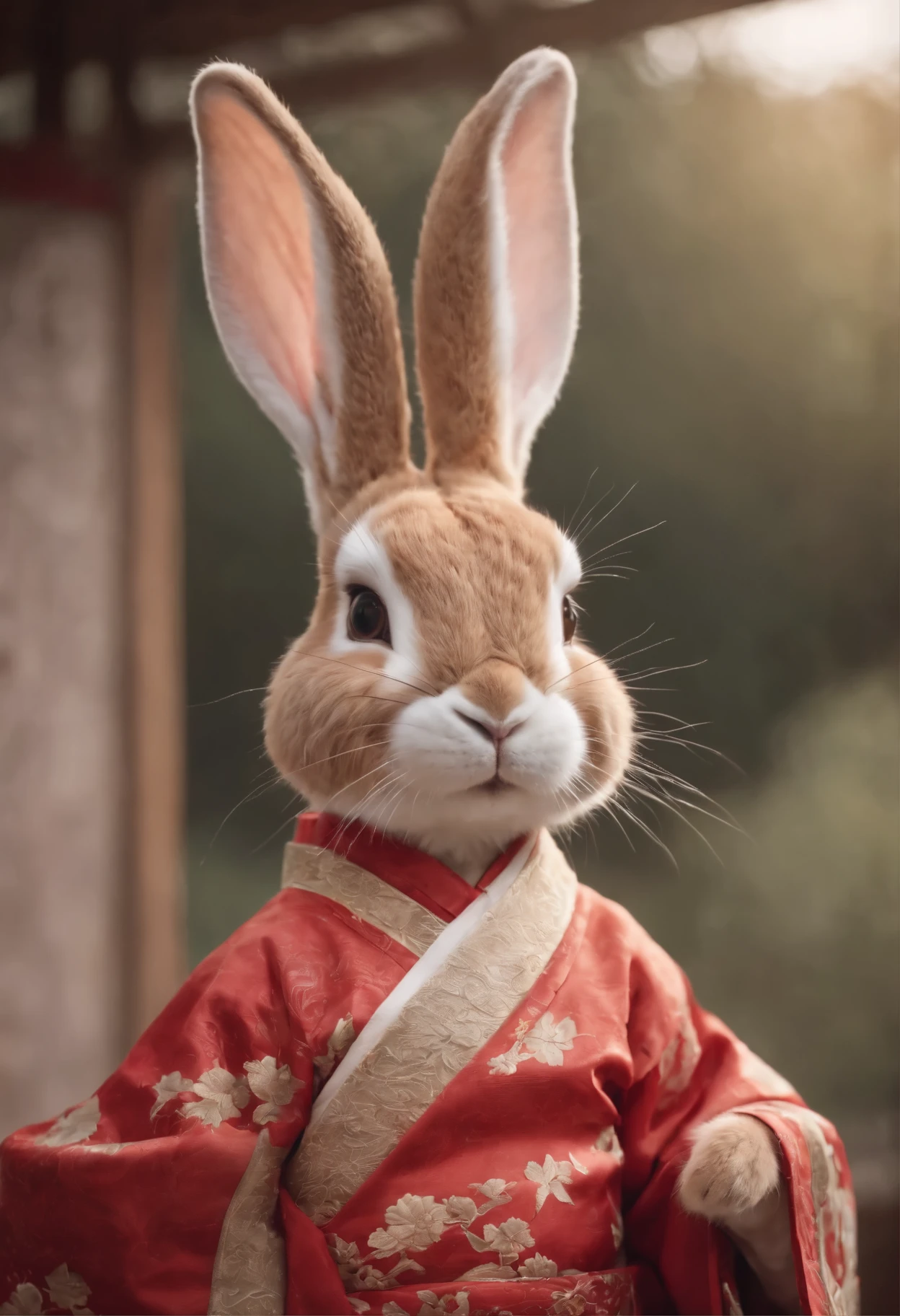 A humanoid rabbit,Dressed in traditional Chinese clothing,Lovely