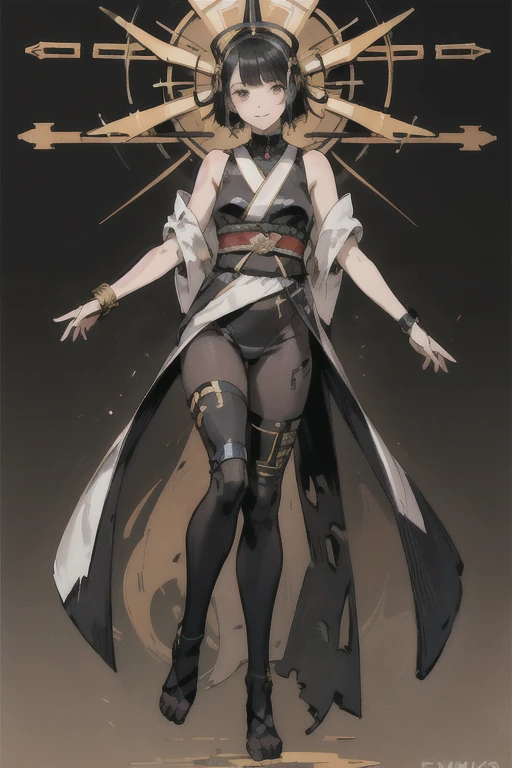 (High resolution), (Ultra delicate), (clear), Realistic,((A girl with black hair and gold inner color)).(((cyber punk))),face,Skin realism、High jumps、かわいい笑face、hilarious pose、A fusion of Japanese style and the near future、Full Body