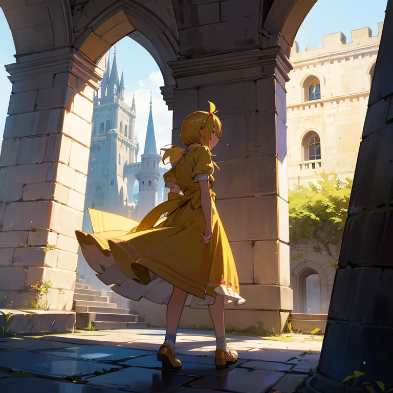 Chica se encuentra en un castillo