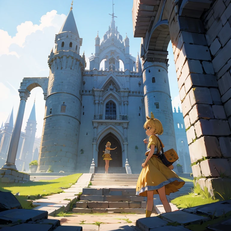 Chica se encuentra en un castillo