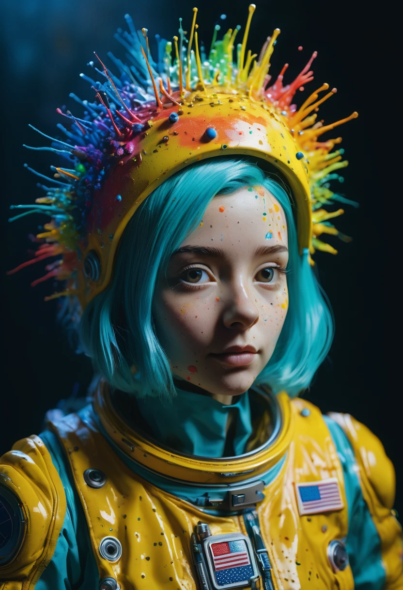 8K, ARTISTIC photogrAphy, best quAlity, mAsterpiece: 1.2), A (potrAit:1.2) Don Bluth Style  ASTRONAUT nude  Toon Doll, full body RAW candid cinema, cyan hair, 16mm, color graded portra 400 film, remarkable color, ultra realistic, sad admosphere, dark lighting, oppressive atmosphere, depressive colors, kodak portra 400, photograph,r, Natural Light,  Pinhead lighgts, blur reflection, Brush Strokes, Smooth, abstract, Splatter, Oil On Canvas, rainbow colors, fractal isometrics details bioluminescens : a stunning realistic photograph of wet bone structure, 3d render, octane render, intricately detailed, titanium decorative headdress, cinematic, trending on artstation | Isometric | Centered