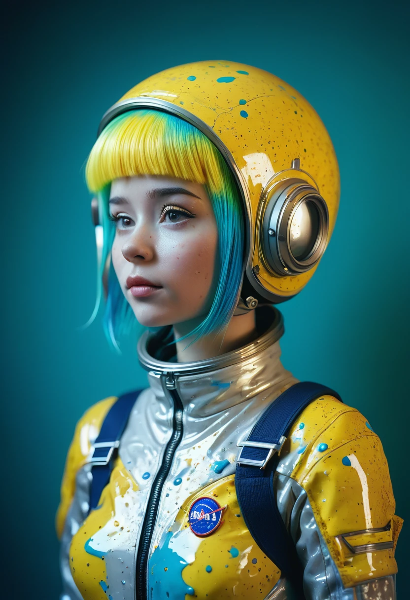 8K, ARTISTIC photogrAphy, best quAlity, mAsterpiece: 1.2), A (potrAit:1.2) Don Bluth Style ASTRONAUT nude yellow Toon Doll, full body RAW candid cinema, cyan hair, 16mm, color graded portra 400 film, remarkable color, ultra realistic, sad admosphere, dark lighting, oppressive atmosphere, depressive colors, kodak portra 400, photograph,r, Natural Light, Pinhead lighgts, blur reflection, Brush Strokes, Smooth, abstract, Splatter, Oil On Canvas, rainbow colors, fractal isometrics details bioluminescens : a stunning realistic photograph of wet bone structure, 3d render, octane render, intricately detailed, titanium decorative headdress, cinematic, trending on artstation | Isometric | Centered