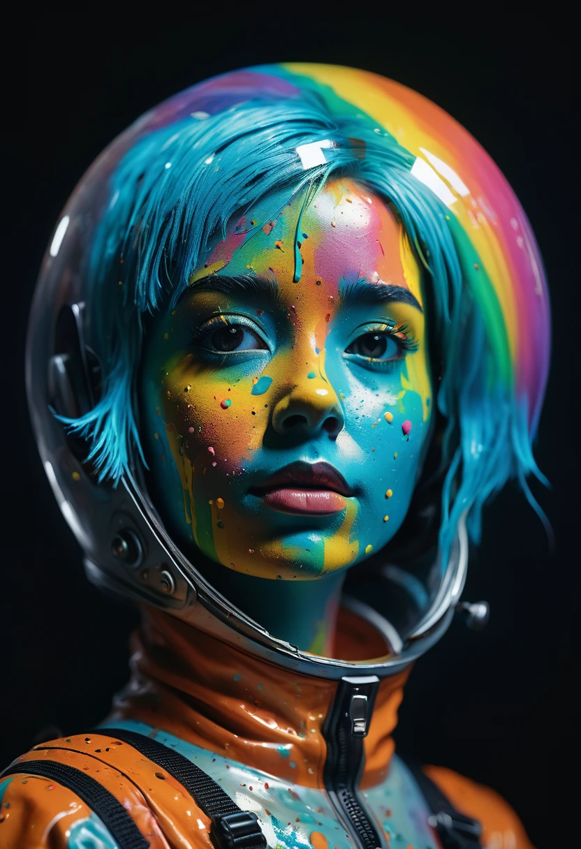 8K, ARTISTIC photogrAphy, best quAlity, mAsterpiece: 1.2), A (potrAit:1.2) Don Bluth Style  ASTRONAUT nude BLACK OIL Toon Doll, full body RAW candid cinema, cyan hair, 16mm, color graded portra 400 film, remarkable color, ultra realistic, sad admosphere, dark lighting, oppressive atmosphere, depressive colors, kodak portra 400, photograph,r, Natural Light,  Pinhead lighgts, blur reflection, Brush Strokes, Smooth, abstract, Splatter, Oil On Canvas, rainbow colors, fractal isometrics details bioluminescens : a stunning realistic photograph of wet bone structure, 3d render, octane render, intricately detailed, titanium decorative headdress, cinematic, trending on artstation | Isometric | Centered