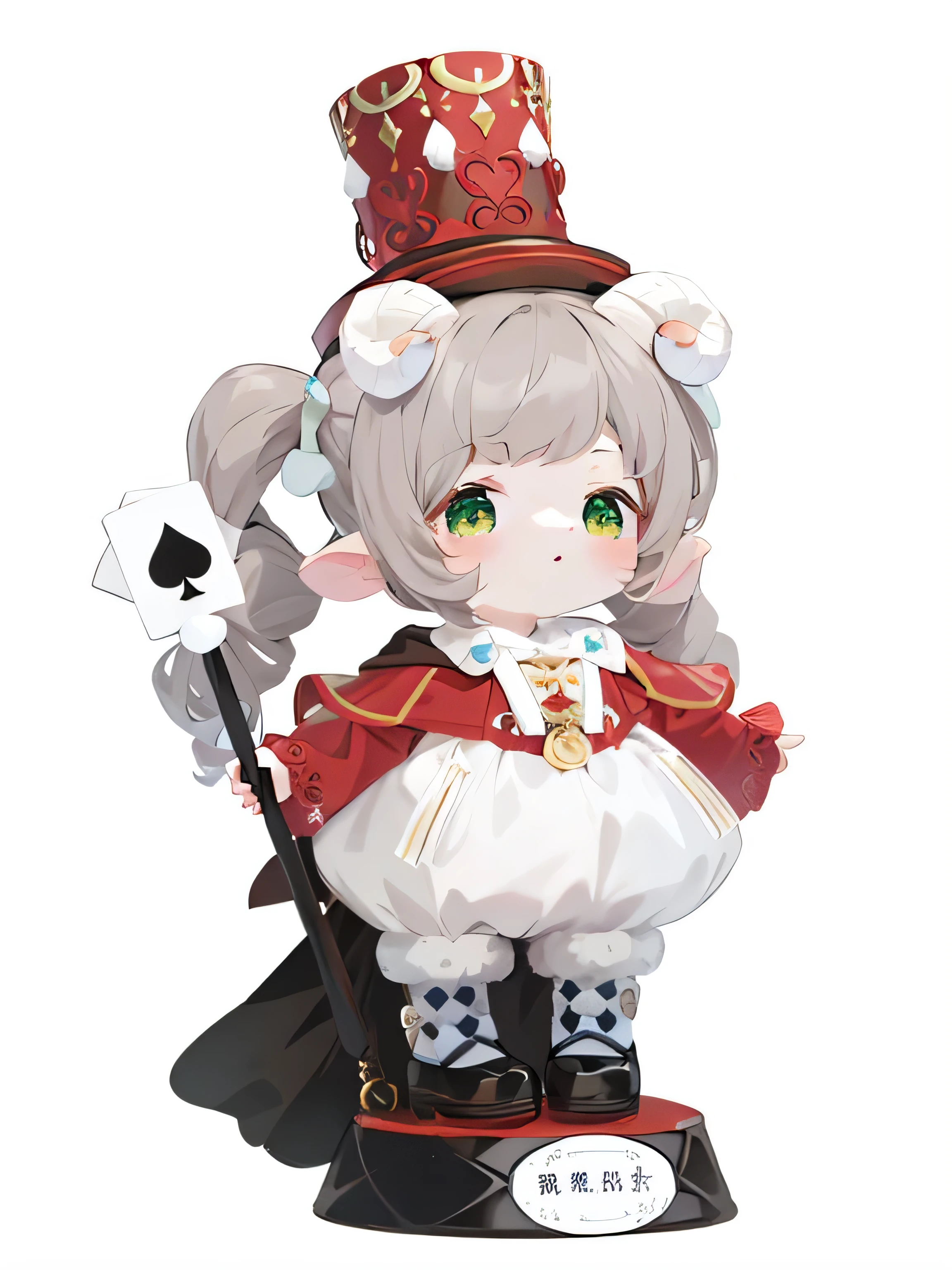 Sheep horns ,lolita cute character, ,,La Rafael, Sheep horns little loli girl, 2d,two-dimensional,,celluloid,HD,8K,,,Correct structure ,Q version is very cute,,dress,The Nutcracker,flattery,cloak,Double tail,green eyes,Holding a card cane,