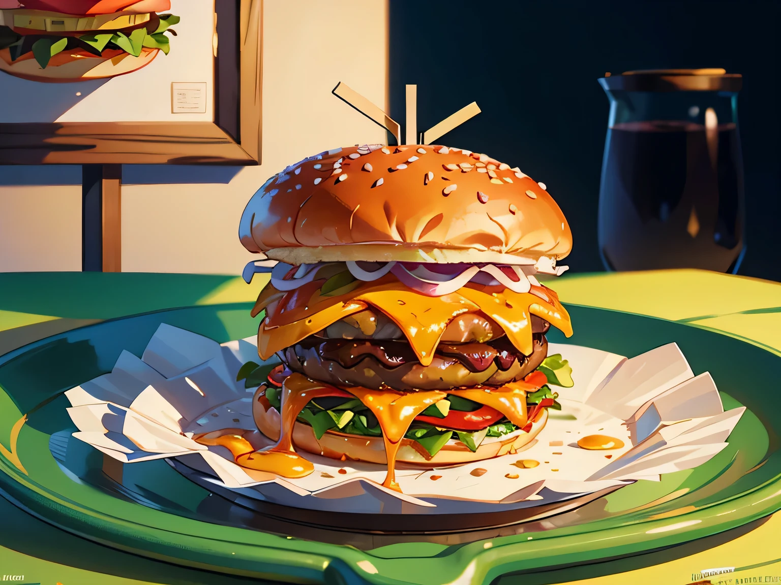 best quality, masterpiece, Ultra-high resolution, (Reality: 1.4), Hamburger,Multiple Hamburger Arrangements