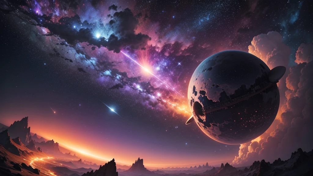 An amazing comet traversing a beautiful cosmos.