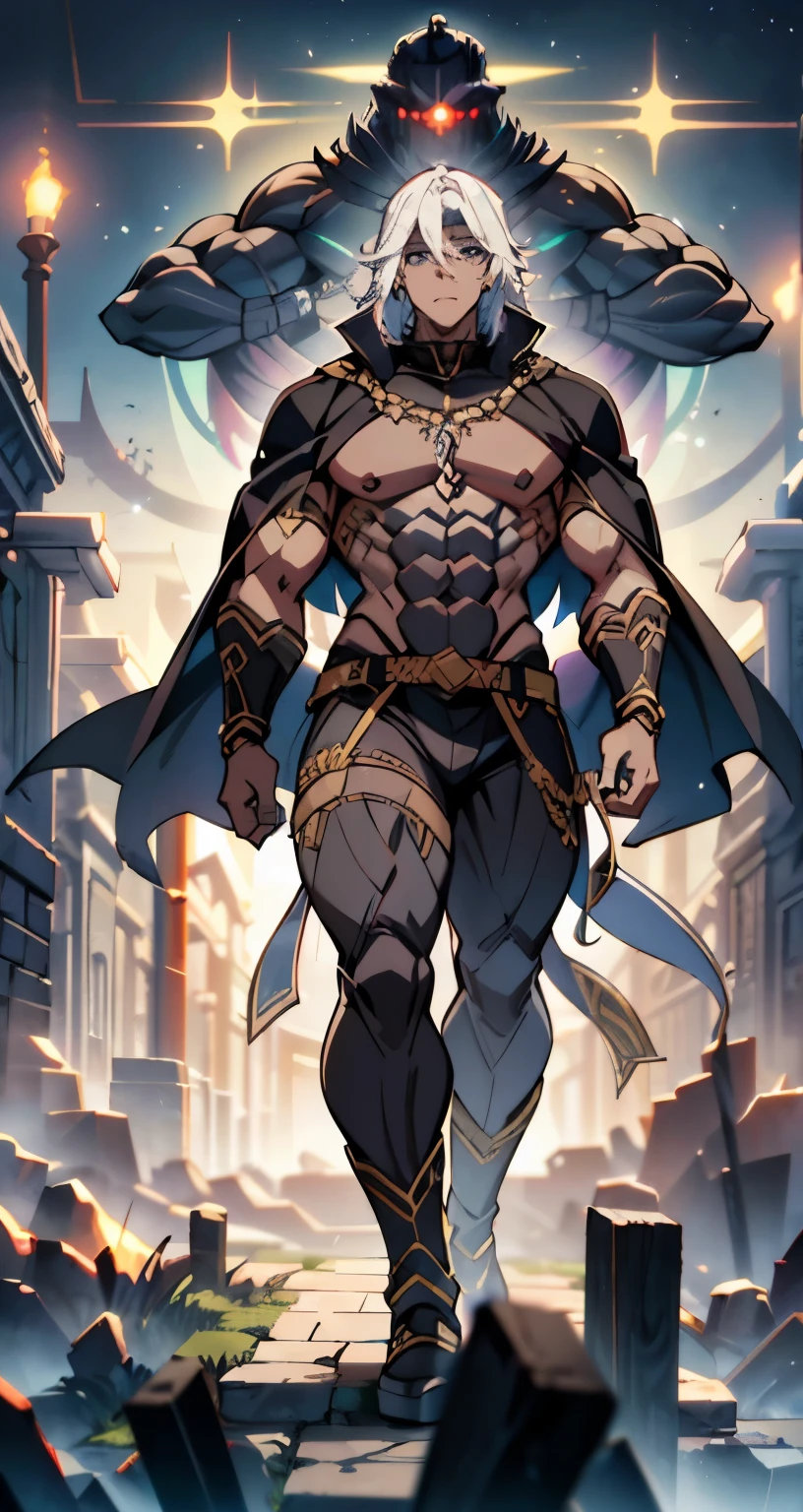 "(Ozymandias, backwards, huge butt, seductive pose, arrogant smile, defined muscles, prominent and large chest, huge muscular chest, marked muscles, wide shoulders, elegant and tight clothing, black stars background, bare chest, no armor, WITHOUT PANTS, no armor doradas, pose sexy, scantily clad, big tits, sweaty body, muscular legs, touching man&#39;s tits, marked crotch, big penis, huge butt, MARKED VEINS, WET BODY, with liquor on the chest, with cream on the body, sweaty body, big male tits, huge big pecs, giant pecs)"