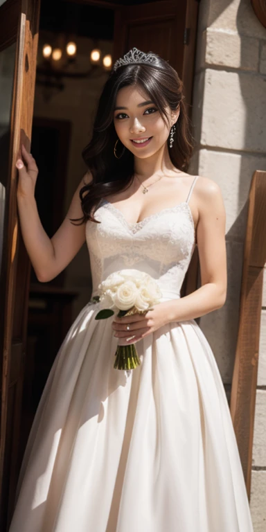 (Obra maestra, mejor calidad:1.2), 1 chica, solo, (color plano:1.1), (Princesa Peach:1.1), De la franquicia de Mario, rosa y oro, Cabello largo y rubio, pechos grandes, vestido rosa con mangas abullonadas, guantes blancos, tacones altos rosas, blue eyes, corona dorada, Comportamiento real, De pie en el reino de los hongos, greeting with a warm smile, Hopeful and kind expression, ( Fondo:0.3), (solid circle eyes:0.7)
