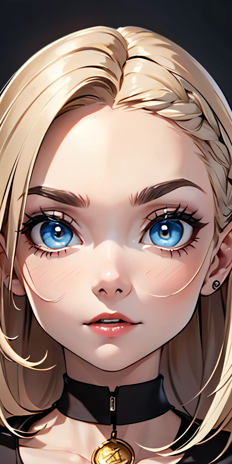 linda garota, (Cabelo platinado), ((cabelo cacheado muito longo)), rosto perfeito, Sorriso inocente, tronco,(cerulean eyes), (Yan), (pequeno), (delgado), ((peito achatado)), ((21 anos de idade)), dentadura da pele, detalhe extremo, rosto oval encantador, Red lips, rosa, Pele brilhante, cabelos detalhados, foco facial, Peito em close, colar decorativo de ouro, brincos de ouro, ((1 garota)), Embarrassed expression, orelhas de elfo
