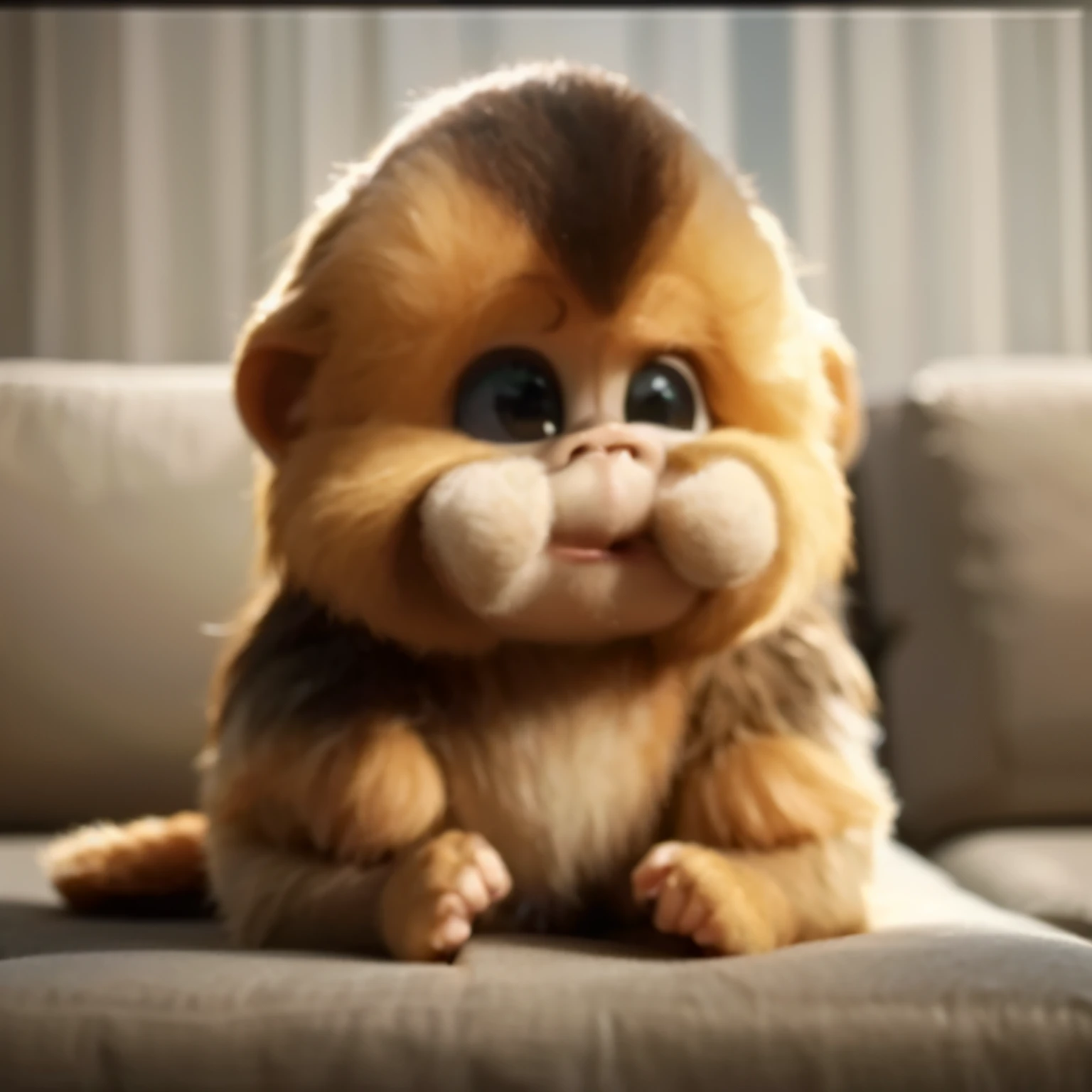 An Aravens monkey sitting on a sofa,open mouth, Cute numbers, Lovely and detailed digital art,He is shedding tears,, Cute numbers艺术, Cute 3d rendering, cute Cartoon Characters, Marmoset Rendering, Pouting look :: Octane Rendering, Wojtek Fuss, Cute Pixar characters, Stunning digital art, Cartoon Animal Portraits, Cartoon Characters, Highly realistic digital art