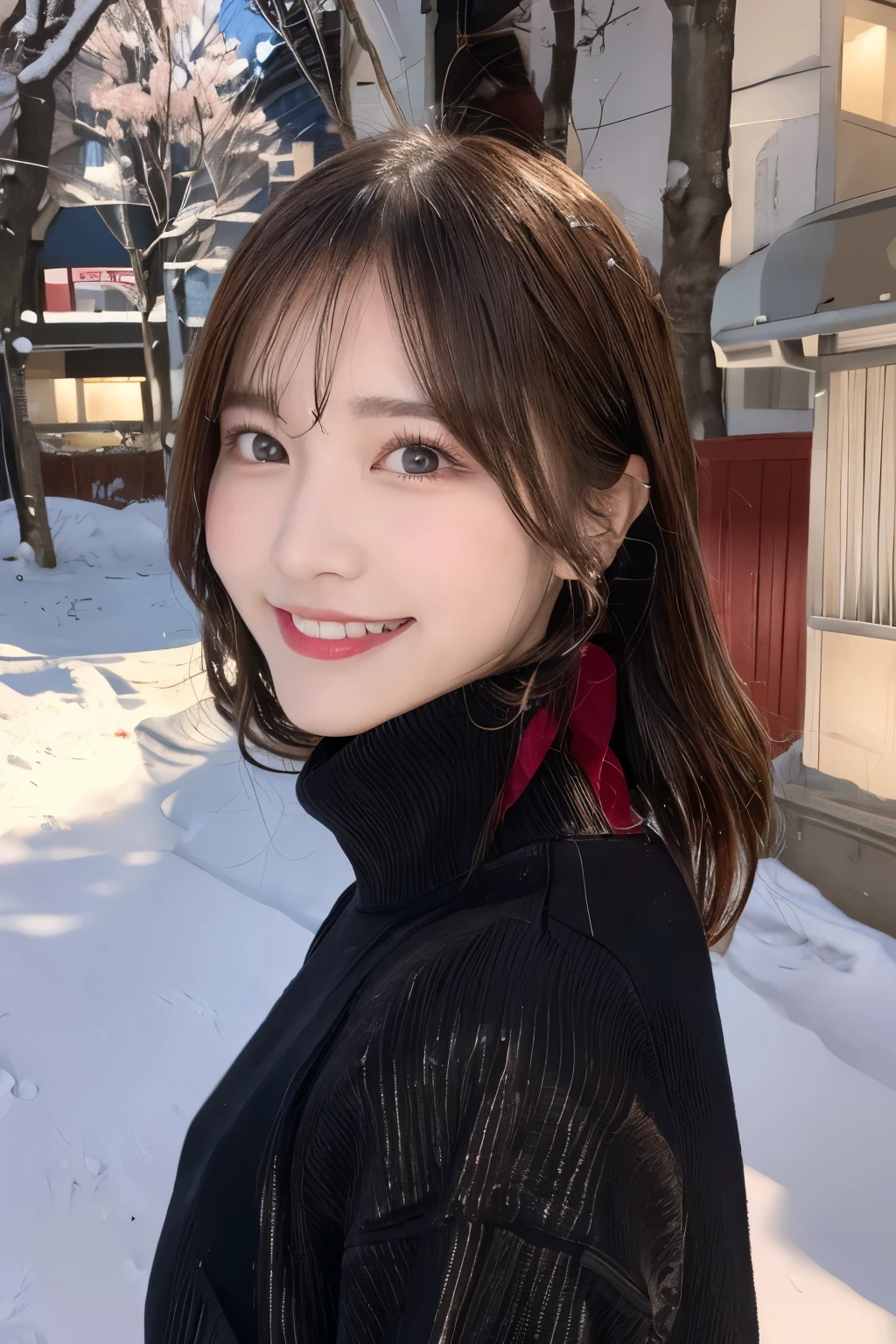 Background with cherry blossoms、Cherry tree、 The dress is black、 whole body