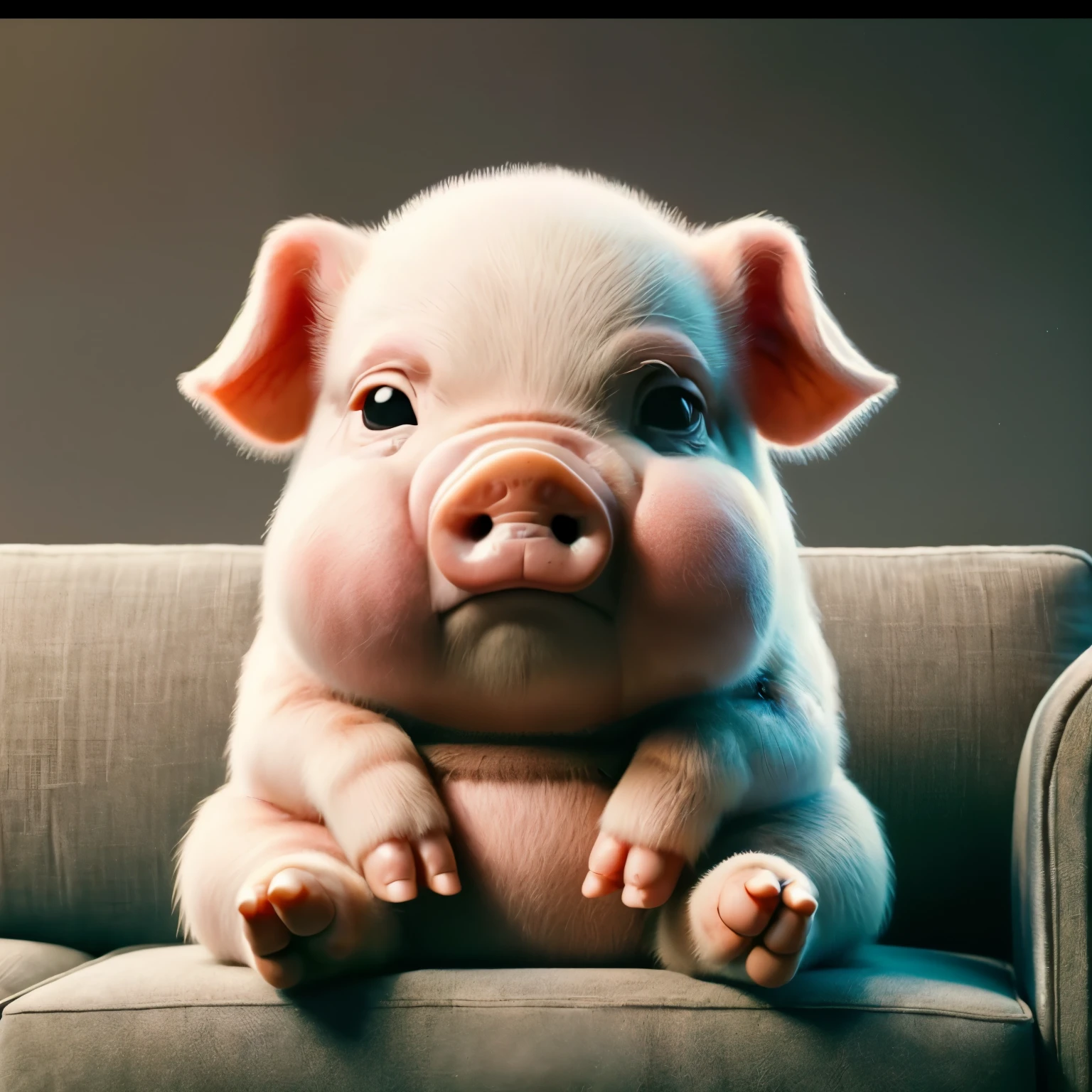 Pig is Laughing vulgarly while watching TV animation