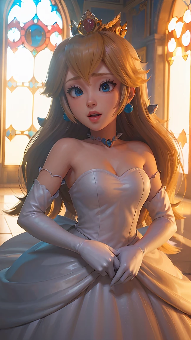 Princesa Peach \(Mario Bros\), (Ela tem grandes ojos azuis brilhantes), (pele clara), (piel realista), (Labios brillantes y rosados), (((pero largo rubio y liso))), (Las sombras oscuras componen), ((pechos muy enormes, Rosa )), (muslos gruesos), (Cuerpo delgado perfecto), (corona), ((Sexy posing in princess peach's castle)), (parte maestra, High Definition, Volumetric lights and dynamic part of Shadowmaster.)), (8k), (cara perfecta), (Ultra detalles) (manos perfectas, ojo, y cara), ((sonrisa sexy)),