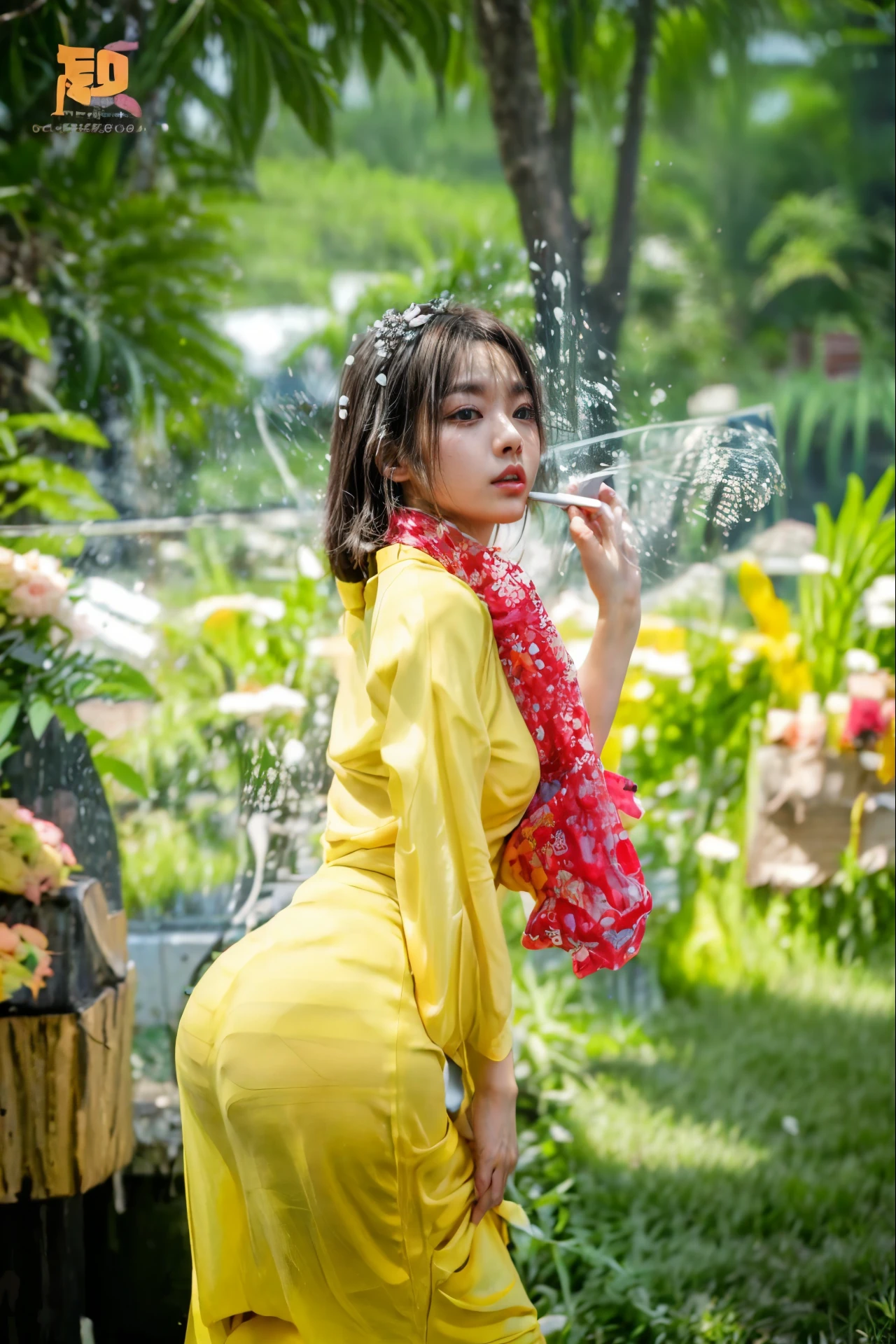 1 beautiful woman taking pictures on the grass of the villa,RAW photos,tmasterpiece,(highdetailskin:1.2),8k ultra high definition,digital SLR camera,gentlesoftlighting,high high quality,filmgrain,Fuji XT3,20 years old Asian woman,Wear simple clothes,(pink long tight skirt:1.2 and long skinny jeans:0.7,Detailed clothing details:1.3),perfect body figure,Perfect breasts and nipple bulge,The legs are straight and slender,Branded stylish shoes:0.6,Super detailed facial details and skin,Fair pink face and skin,The skin is pink,with light glowing,double eyelid,Super detailed eyes,(Gloss on lips, eyeslashes, Glossy face, Best quality, Super high resolution, warm color,Wide lighting, naturalshadow),taken from behind, Show off your beautiful body, Full body shooting: 1.8,
emphasize round ass, accentuate round ass,
produding ass,acmm wear,acmm,
printed pink long tight skirt,back view, standing,