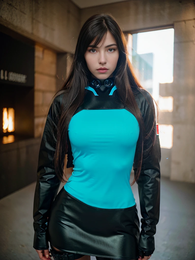 masterpiece , a girl , red very long hair , blue eyes , gradient , perfect figure , ( techwear:1.2) , cyberpunk , future , moderne , in cyberpunk city, lite smile , detailed face ,, , (8k, best quality 1.2), ultra-detailed, 8k uhd,, soft lighting, high quality, film grain, beautiful lighting,, (cinematic:1.4) ,perfect body , best illumination, best shadow, sharpness, contrast,