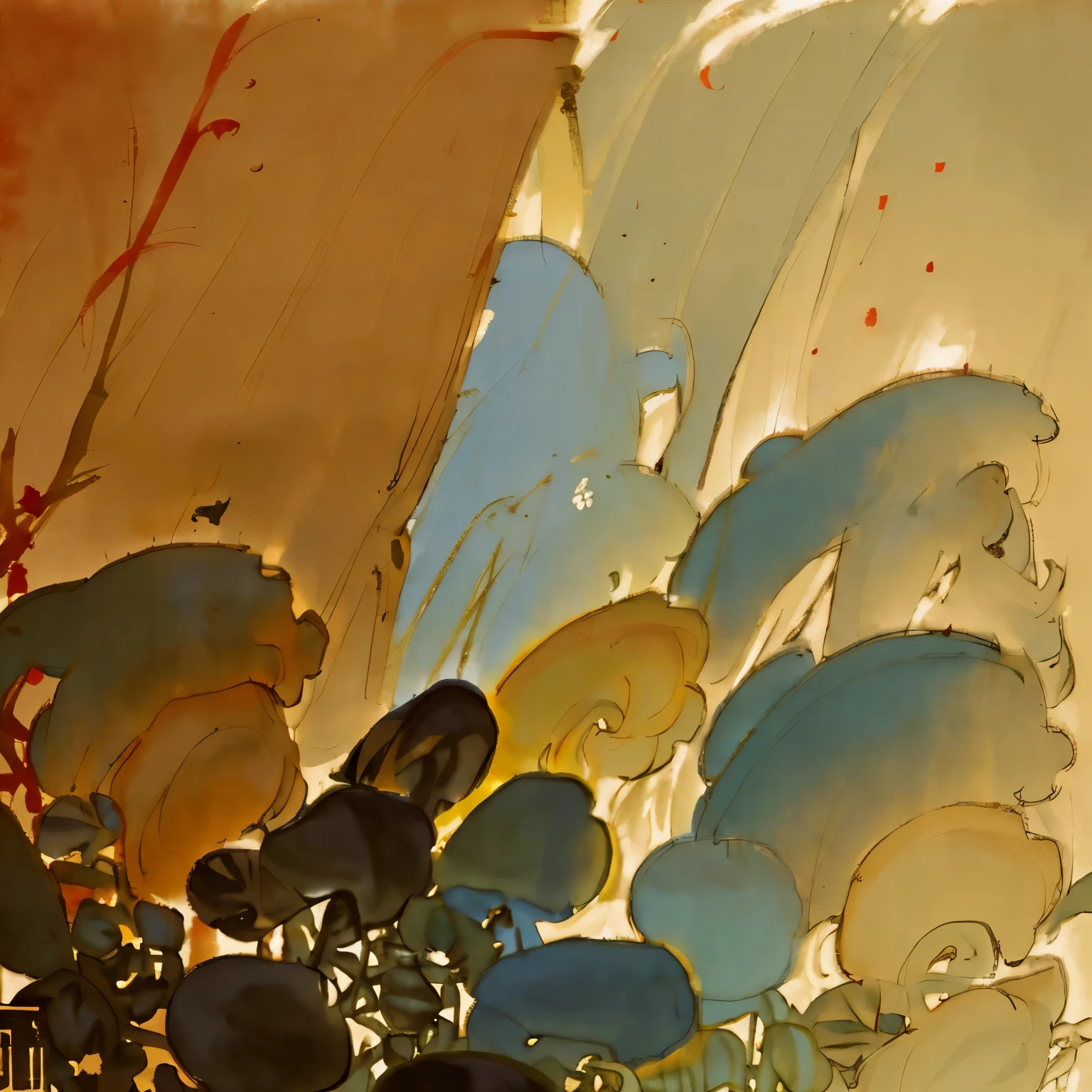 Monet style，At the same time, it presents obvious color contrast、Warm and cold contrast、brightness contrast、Complementary color contrast、Area comparison、Chroma contrast