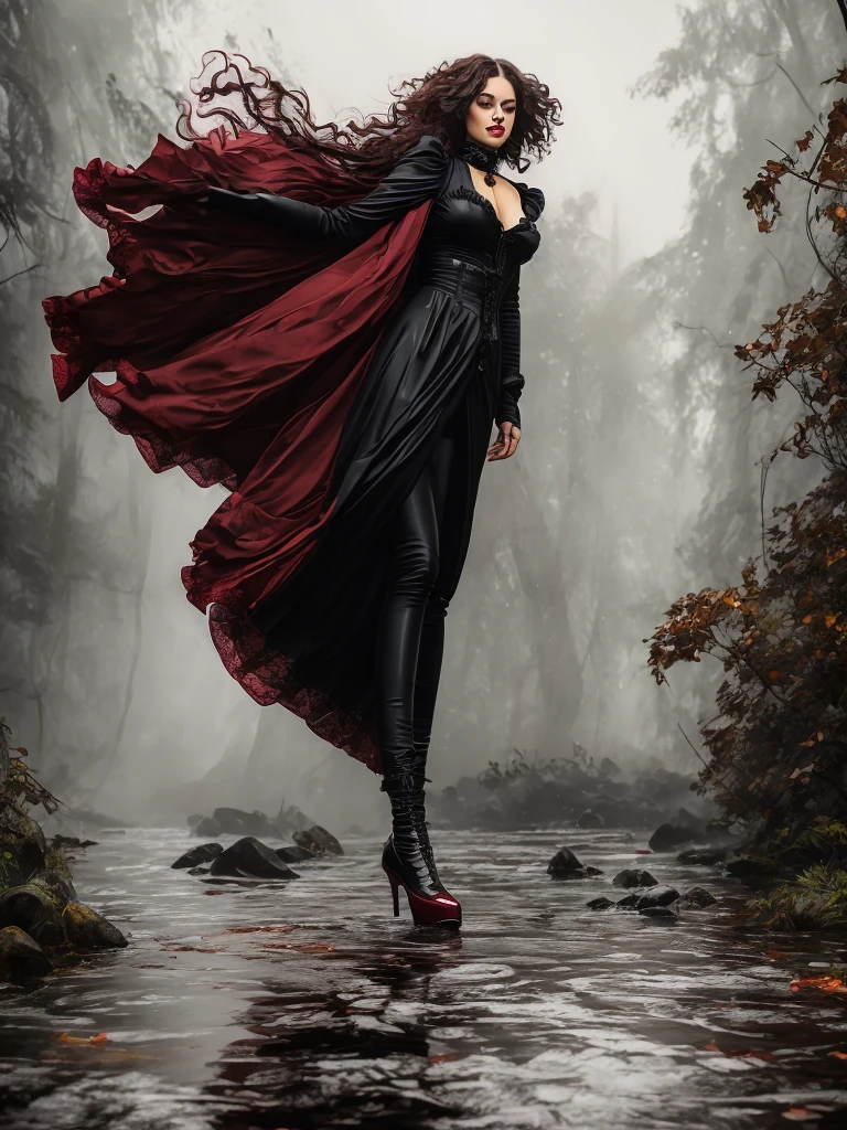  ((full body)) Victorian Hungarian black women Women of the 19th century, Hazel hair, Red lips, Nice feature, perfect face, perfect eyes, closed mouth, Wadim Kashin, James gurney, ink, Splash Art", Amazing beauty , Royo, after sexing, Super detailed splash art modern European ink painting, masterpiece, ultra HD