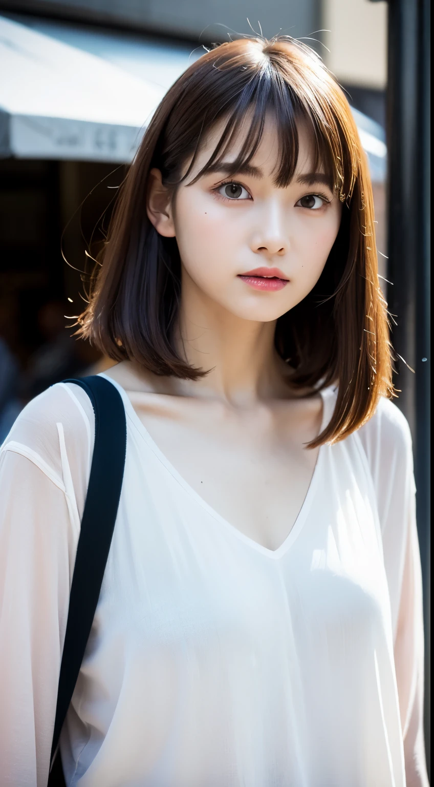 (Original Photography:1.2)、(Photorealistic:1.4)、(masterpiece:1.3)、(Top quality:1.4)、Ultra-high resolution、(Delicate eyes)、(Detailed facial features)、(Detailed clothing features)、8K resolution、solo focus、Bangs、skin firming、(Smooth skin)、(Slim girl)、(proudly)、(a japanese girl)、1 girl、slim and beautiful:1.3、brown haine hair、(:1.2)、new york streets、Pure street fashion、hot pants、Looking at the camera