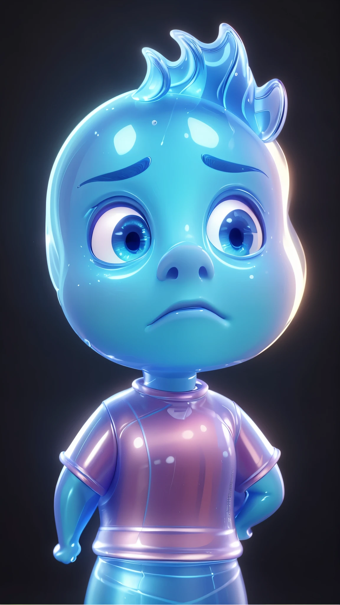 glossy texture, smooth 3d model, multiple light sources, rim light, sharp post effects render, (glossy plastic texture with multiple big light probe refractions), perfect cgi, smooth silhouette, high intensity refraction, (super glossy material), most beautiful vfx, blue background, plastic refractions, realistic, 4k, high resolution, rim light, photo shoot, commercial photo, profile shot, 4k, rim light, high resolution, 4k, glossy texture, smooth 3d model, multiple light sources, rim light, sharp post effects render, (glossy water texture with multiple big light probe refractions), perfect cgi, cgi art created only with gradients, smooth silhouette, high intensity refraction, (super glossy water material), most beautiful vfx, blue background, water refractions, multiple light sources, rim light, sharp post effects render, perfect cgi, digital art, detailed digital art, reflective, best quality, 4k, masterpiece:1.2, ultra-detailed, realistic, vivid colors, dark and moody lighting, The image of the highest quality, ensuring every detail showcased perfectly. It in 4k resolution, allowing viewers to immerse themselves in the richness of the colors and intricate details. The realistic rendering. under the spotlight, reflecting, high-resolution image, realistic rendering, dark background, and rim light photorealistic