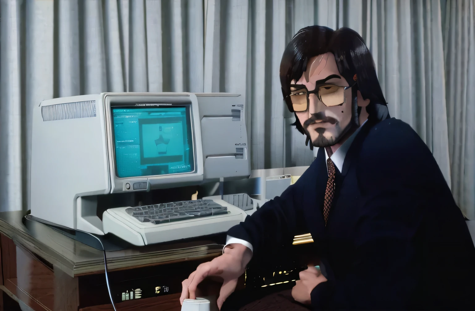 man sitting at the computer, comics style, detailed