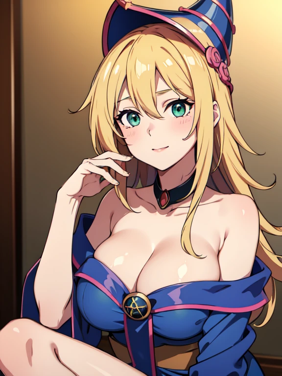 master piece,best quality,ultra detailed,8k,
ambient light,realistic skin,glossy skin,break、
（dark magician girl, duel monster, blush stickers, blonde hair, green eyes, long hair, breasts, blush, bangs, large breasts, hair between eyes, pentacle, pentagram, hat, dress, cleavage, bare shoulders, collarbone, choker, blue headwear, wizard hat, bracer, detached sleeves;）、break、
A realistic depiction of a person trapped inside a glass bottle, 、（lie face down：1.3）、（the body is very wet：1.5）、yukata、Glossy lips、Slightly emphasize the lower lip、A refreshing smile、emphasizing the cleavage、