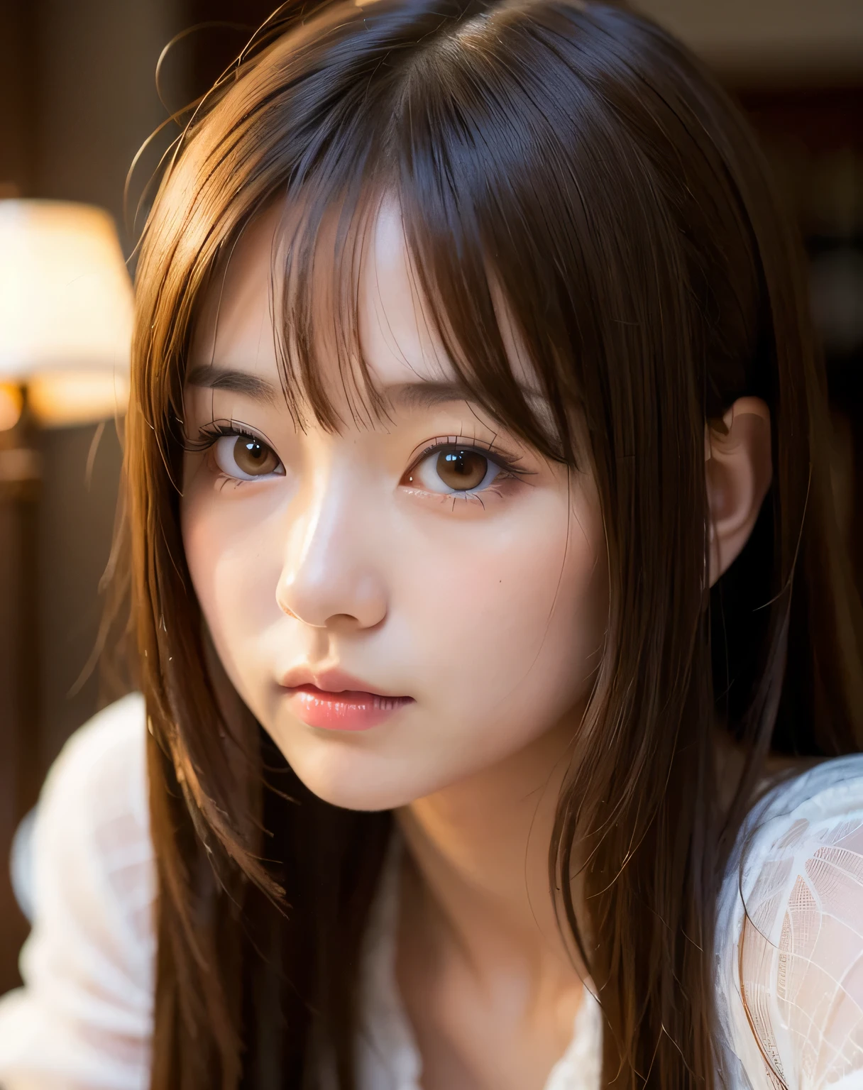 best quality, face focus, soft light, ultra high res, (photorealistic:1.4), RAW photo,
1japanese girl, solo, cute, (pupil, lights in the eyes), detailed beautiful face, (small chest),(high resolution detail of human skin texture),
(long hair),
indoor,
Damask Shirt Dress,
(portrait)