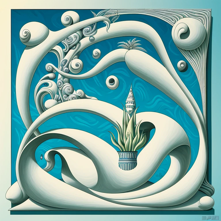 Surrealism，A combination of curves and straight lines，Picasso style，Strange animals＆plant，Can have Shan Hai Jing style