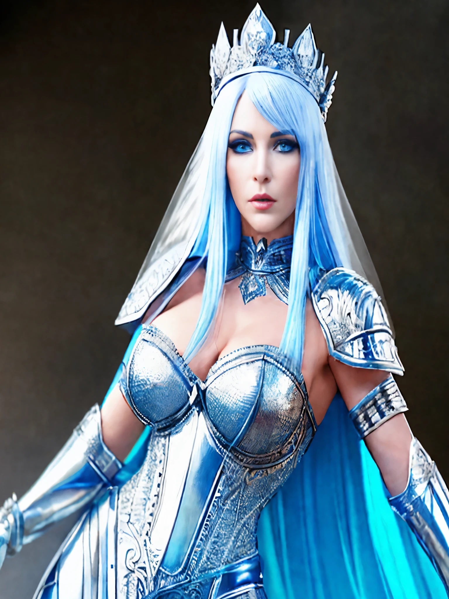 arafed woman in a silver and blue costume with a tiable, beautiful and elegant elf queen, 3 d render character art 8 k, a beautiful fantasy empress, queen of ice and storm, ice queen, goddess. extremely high detail, portrait of an elf queen, alluring elf princess knight, ice sorceress, stuning fantasy 3 d render