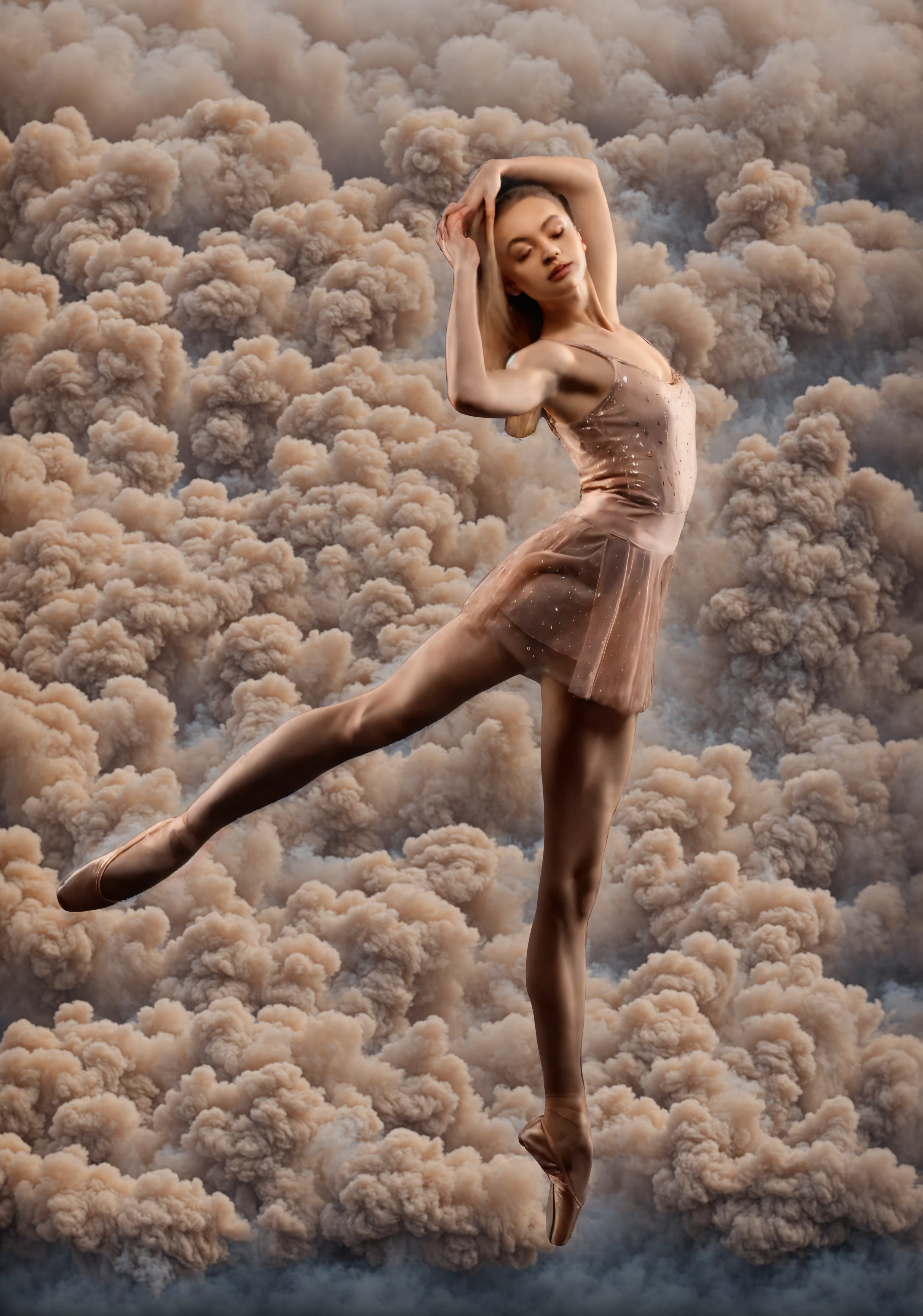 (Post-Apocalyptic Elegance), nsfw, Fashion photography , (stunning blonde woman in a white ballerina sexy attire:1.1) in a post-apocalyptic world, ethereal tulle skirt, upskirt, perfect body, (pussy:1.2), juxtapose grace with the harshness of the environment, Contrasting the delicate features of the ballerina with the desolate post-apocalyptic backdrop, low angle shot, closeup