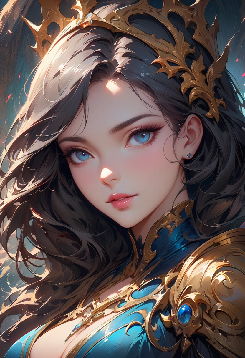 Close up of woman in silver and blue dress, chengwei pan on artstation, author:Yang Jie, Detailed fantasy art, Stunning character art, Fan Art Best Artstation, Epic and beautiful character art, Beautiful armor, Extremely detailed artger, Detailed digital animation art, artgerm on artstation pixiv, Armor Girl