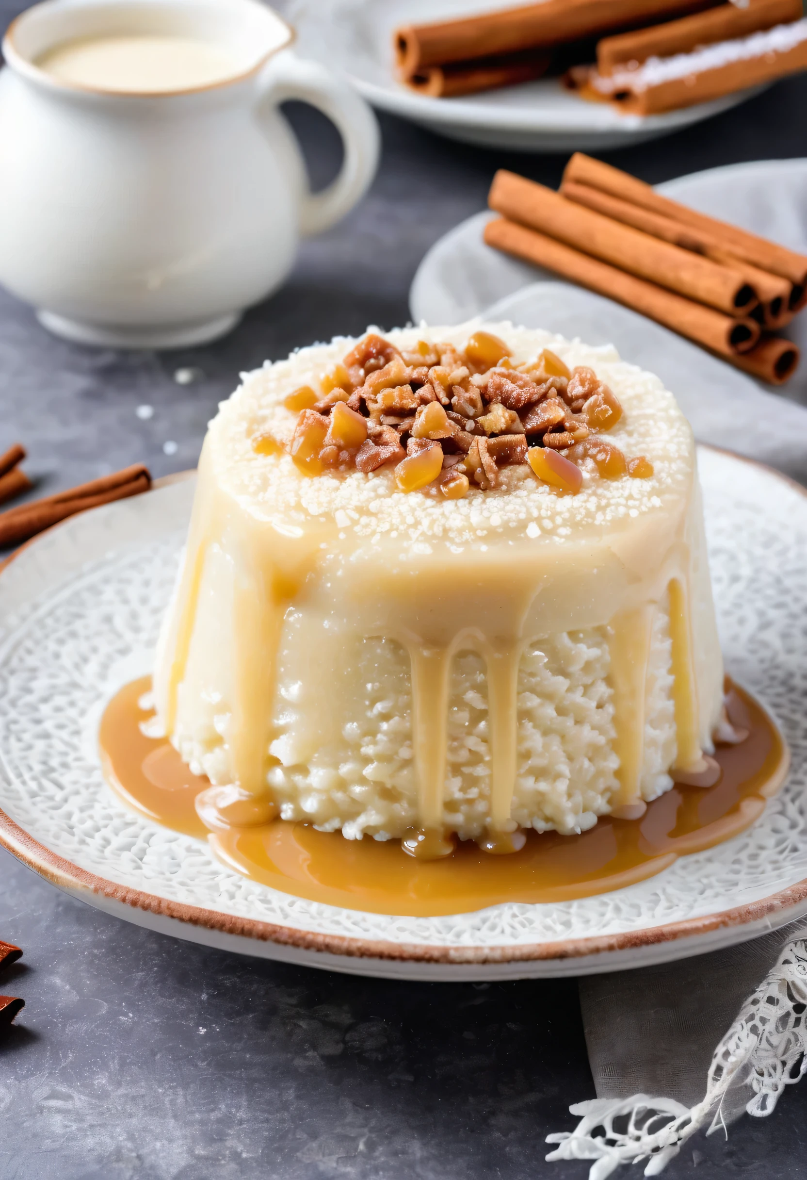 a plate of Dulce de Arroz with its ingredients,milk rice pudding,caramelized sugar,creamy texture,sticky dessert,traditional Spanish cuisine,delicious and sweet,tasty treat,cinnamon sprinkles,rich and indulgent,dessert heaven,custard-like consistency,thick and creamy rice,irresistible dessert,smooth and velvety,creamy perfection,mouthwatering dessert experience,heavenly combination of flavors,sweet and comforting,crispy caramel layer,creamy and buttery taste,gooey and decadent,thick and luscious consistency,a dessert that melts in your mouth,scrumptious dessert with a touch of sweetness,creamy and caramel-infused rice pudding,decadent dessert with a hint of cinnamon flavor,indulgent treat with a beautiful silky texture.