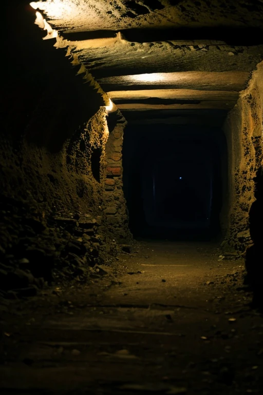 cave, deserted mine shaft, dim, continue to back