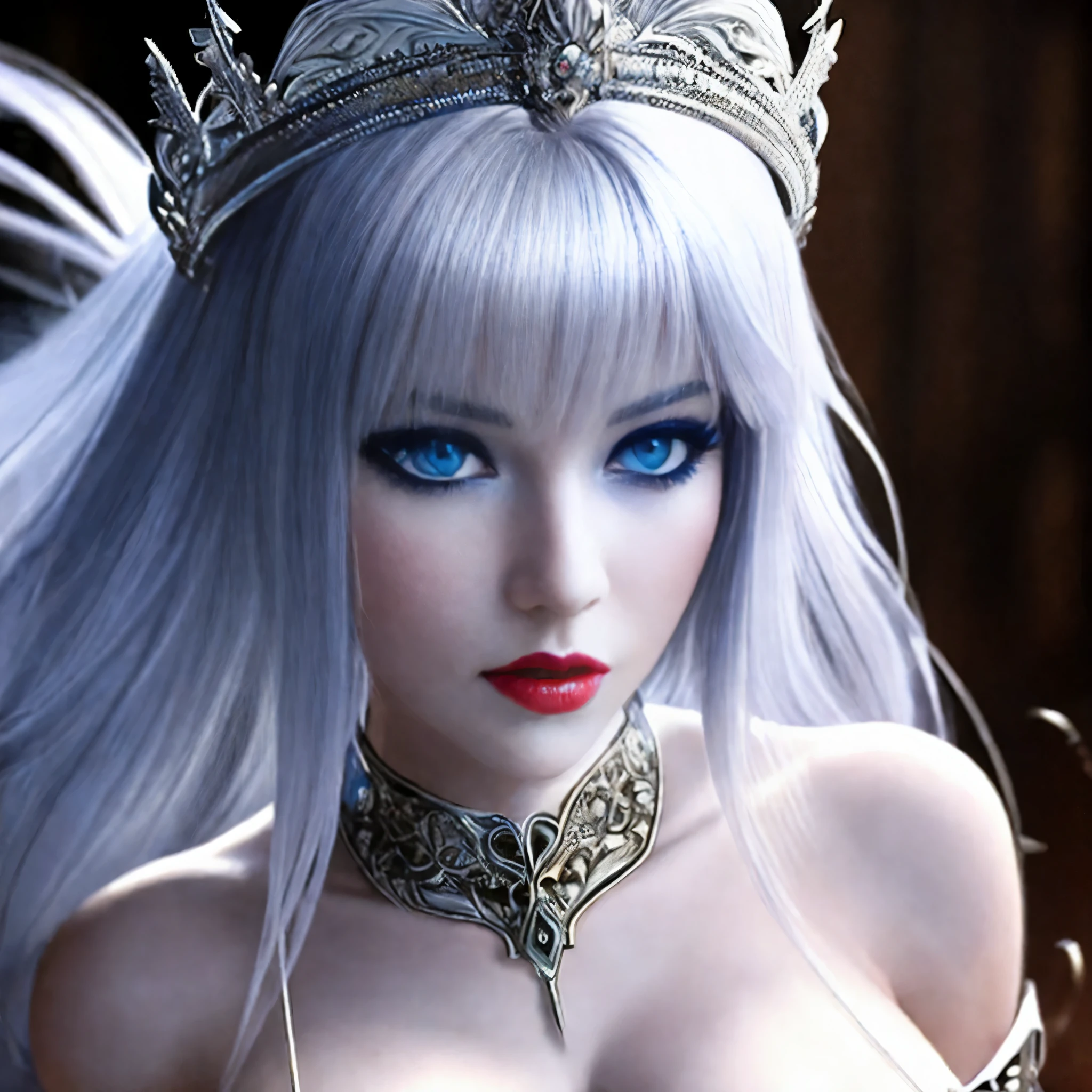 a close up of a woman with a tia on her head, a beautiful fantasy empress, ((a beautiful fantasy empress)), beautiful and elegant elf queen, portrait of an elf queen, 3d cg, 3 d cg, beautiful elven princess, fantasy woman, beautiful fantasy maiden, elven princess, beautiful elegant demon queen, ice queen, stuning fantasy 3 d render