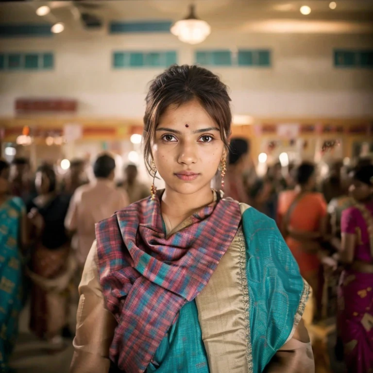Women in India look