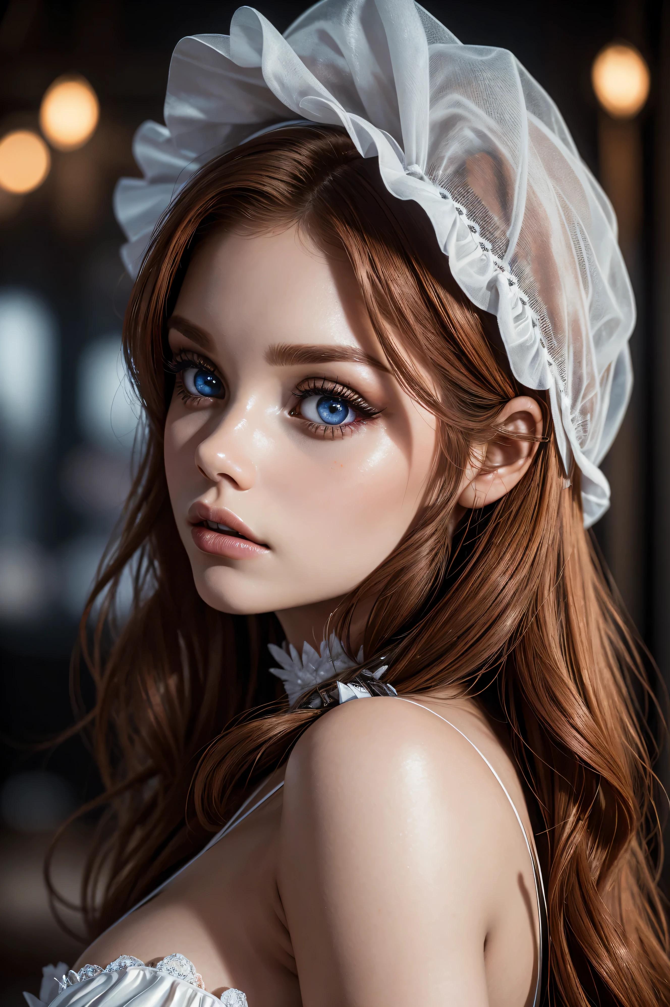 Holland Roden, wearing french maid costume transparent. professionally retouched, soft lighting, realistic, smooth face, perfect eyes, sharp focus on eyes, 8 k, high definition, insanely detailed, intricate, elegant. be in front of the Eiffel Tower.