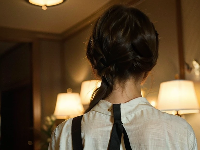 (A delicate and beautiful girl)(masterpiece. highest quality.Highest resolution)(Photo realism)People look for him thousands of Baidu ;Looking back suddenly,That person is there、dimly lit place