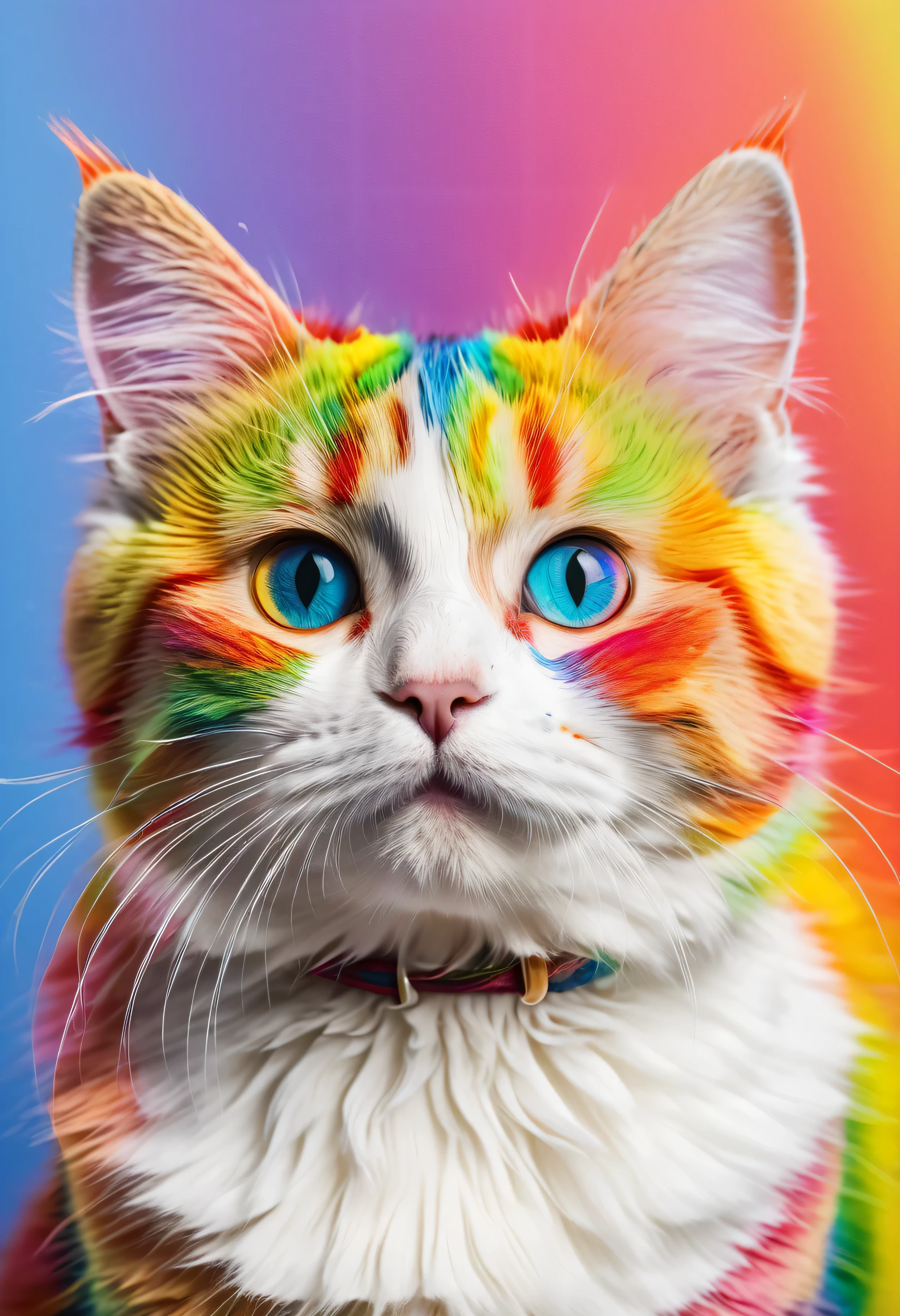 Good, Cat photo, high resolution, high quality, master piece, cute photo, 8K, rainbow color,