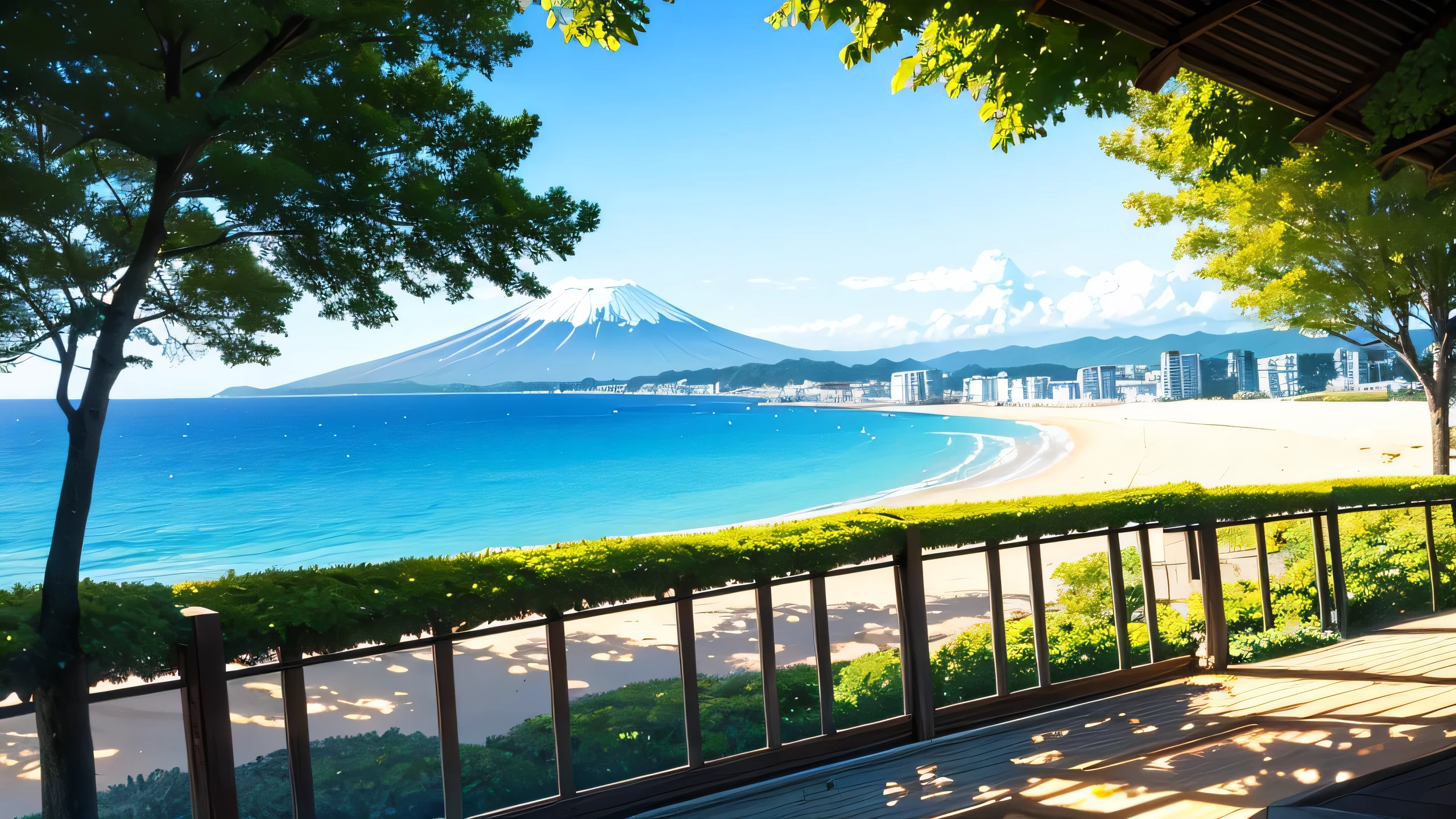 A beach with a view of Mt. Fuji,Sandy Beach,Outdoor,Sense of liberation,natural,background,unmanned,There are no people,bright,