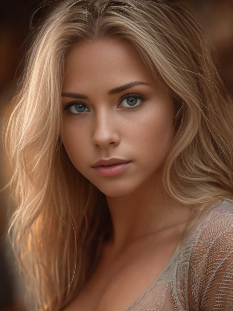 professional, (4k photo:1.1) by (Jeremy Lipking:0.3), (Dittmann Anna:0.3), (Arian Mark:0.3), (Sharp focus:1.3), high detail, wearing (tight shirt:1.2), beautiful detailed face, hazel eyes, long blonde hair, (attractive young woman:1.3), (seductive:1.1), (blushing:1.1), hourglass body shape, small round breasts, wide hips