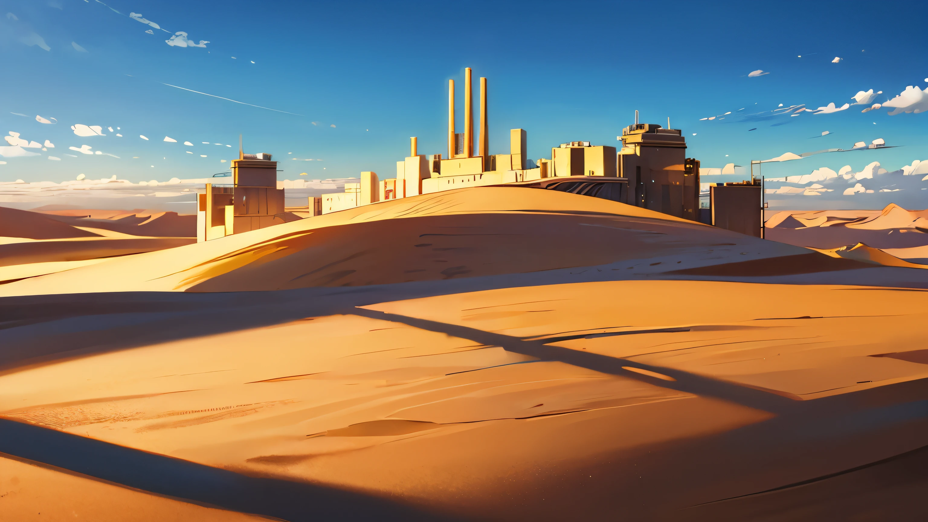 A extra wide desert with a lot of future City , outdoor , StarWars style , no people