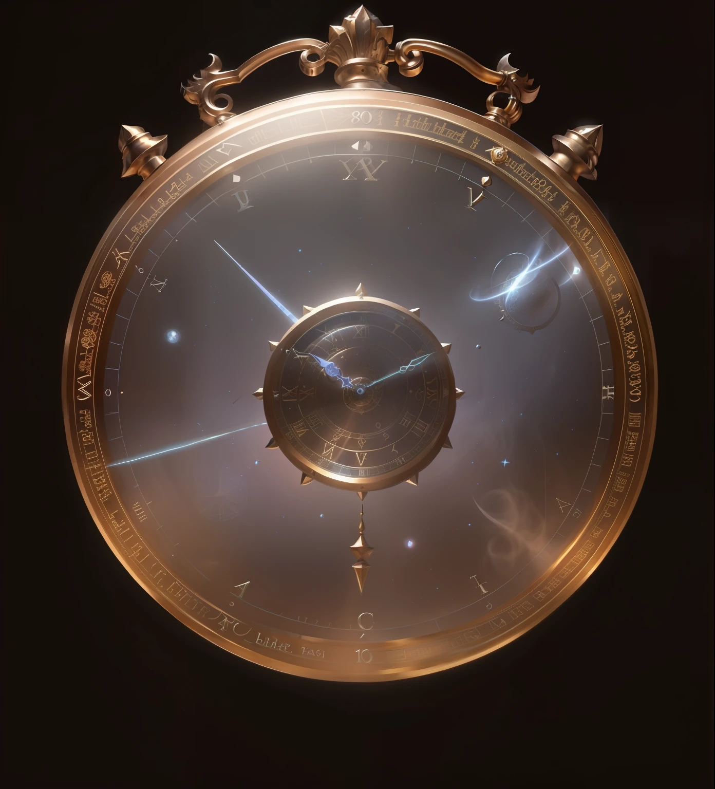 There is a clock and some books on the table, alchemist library background, Astrolabe, Stunning mystery background, 8K HD wallpaper JPEG artifact, 8K HD wallpaper JPEG artifact, Infinite Space Clock Background, Detailed key animation art, ball of time, Official artwork with high detail, Detailed game art, Detailed game art illustration