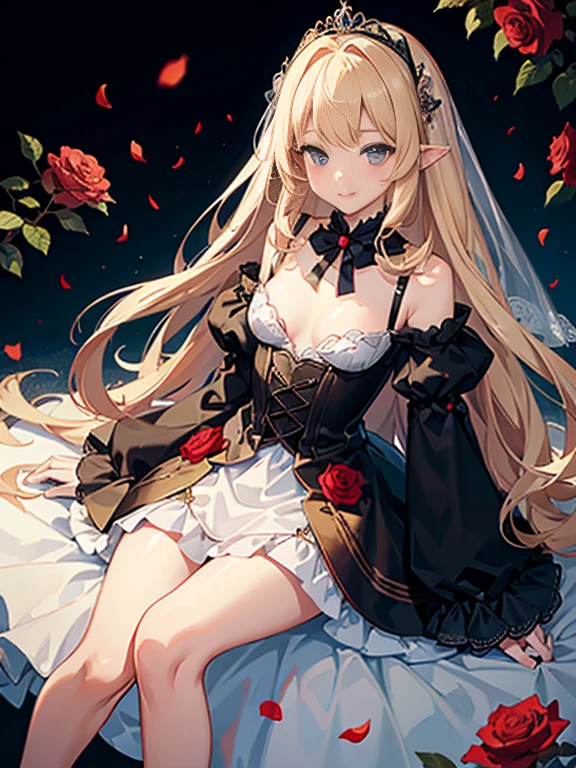 ((masterpiece)), (top-quality), (detaileds),4K resolution. 1 Girl Sharp Focus、a blond,Princess Cut,odd eye,Older sister,diet,long,Red Rosa,tiarra,Black Dress,curlyhair,small tit,,Cool,Rose Dress,embroideries,oriental,A sexy,Sareme,garden,Sunnyday,blue-sky,Confetti、small nose,narrow nose and small nose,,,,,,,,,,,,,,,,,,,,,,,,,,,,,,,,High small nose,small nostrils,see -through,Full body like,oblique,1girl in,Golden hair color,Light hair color,Beige hair color,Rosa,Red Rose,Rosa,Red Rose,Rose Dress,weddingdress,Arm Cover,Adults,adult lady,veils,Kamimei,Red Rose,Rosa,Rosa,Rosa,Rosa,Rosa,Red Rose,Big sister,adult lady,adult lady,adult lady,,adult lady,adult lady,Adult Women Mermaid Dresseermaid Dresses,corsets,corsets,corsets,corsets,A smile,Straight bangs