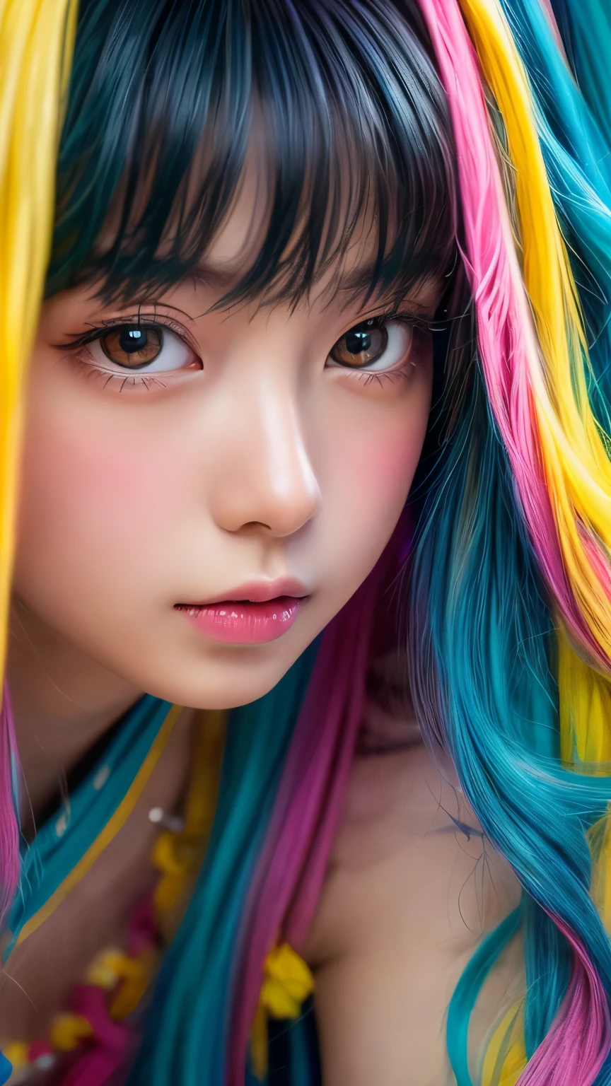 (masterpiece、highest quality、Official Art:1.2)、(colorful)、See who's watching、1 girl、Portraiture、alone、Colorful floating on water、Random sexy poses、peekaboo